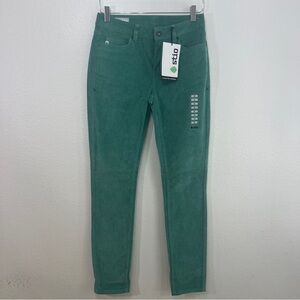 STIO Rivet Corduroy Pants Women 2R Dusted Agave Green Slim Cord Jeans NWT